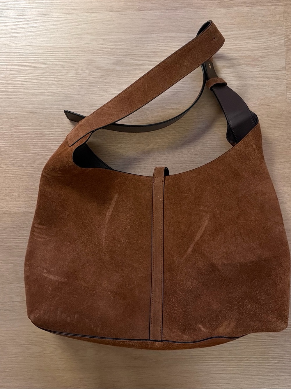 Strathberry Tan Suede Shoulder Hobo with Gold Hardware - Picture 3 of 5